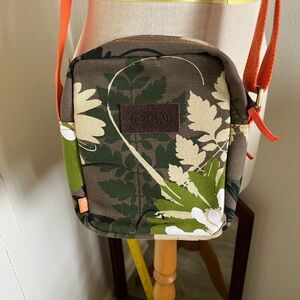 Green Camouflage w/ Orange-Trim Canvas Crossbody Travel Bag w/ Matching Wallet